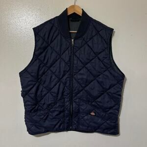 Vintage Dickies Navy Workwear Blue Collar Grunge Puffer Vest Size Men’s XL